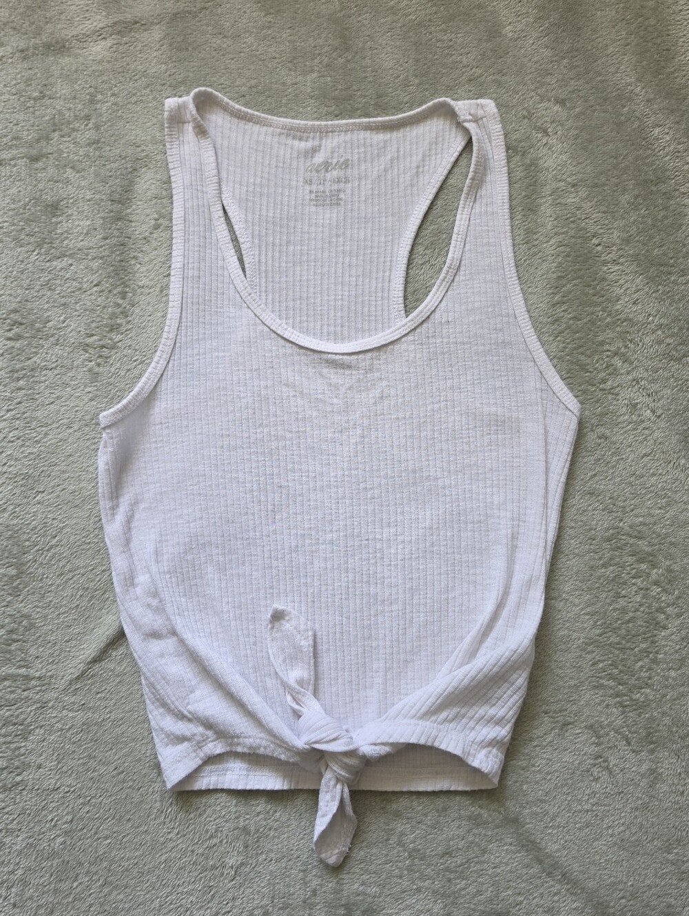 Aerie White Ribbed Tie-Front Tank Top - Women